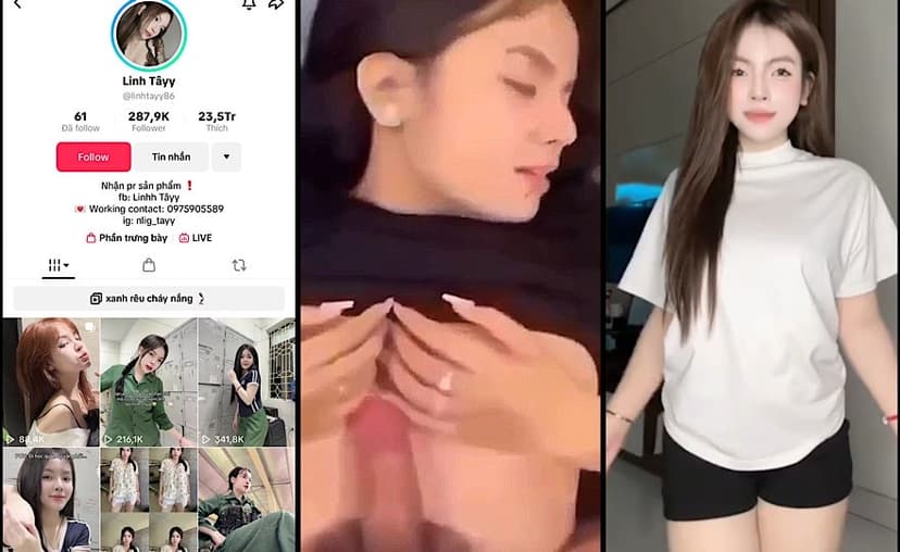 [Hot Scandal] Hot tiktoker 300k FL Linh Tây lộ clip với anh người yêu gầy gầy mà buồi to . Em nó người nhỏ mà vú to vãi cả đái Part 2